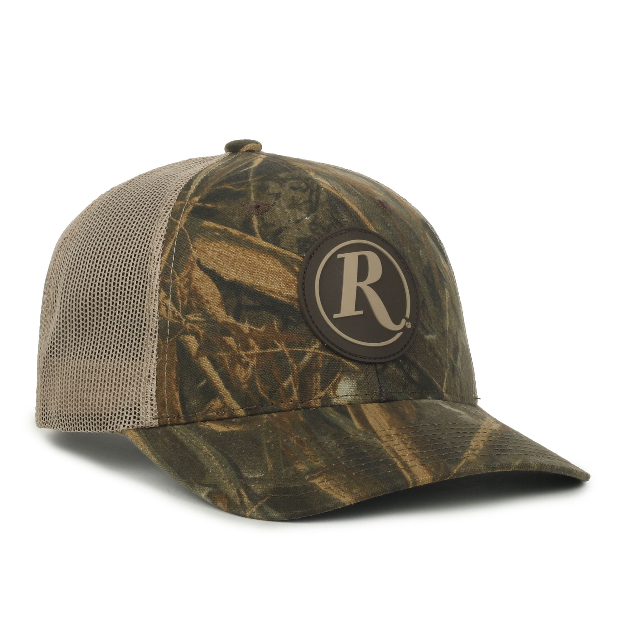 Remington Structured 6-Panel Trucker Hat – Realtree Max-7 Camo Meshback Cap with Patch Logo, One Size