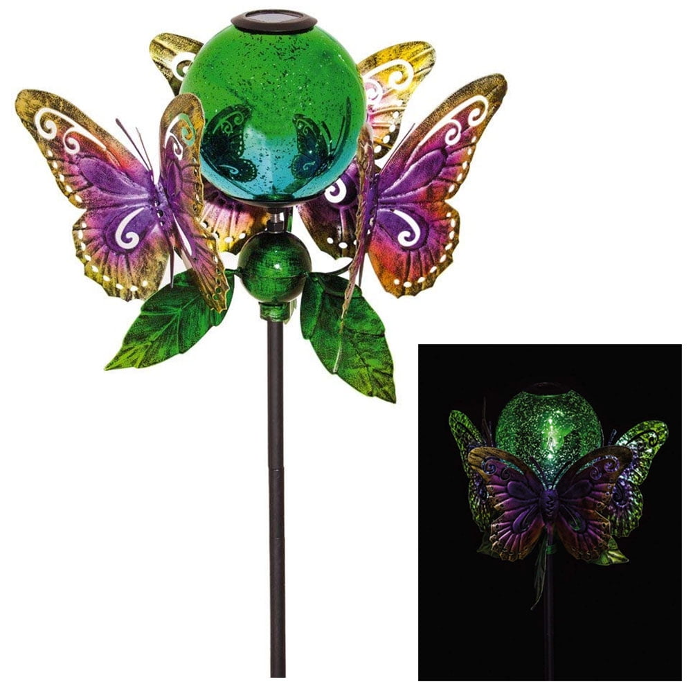 Solar Glass Globe Garden Stake by Evergreen 13x64H