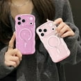 thumbnail image 7 of Magnetic for iPhone 17 Pro Case Clear, Sparkly Bling Glitter Cute Curly Wave Transparent Cover for Women Men Compatible with MagSafe Shockproof Protective Phone Case for iPhone 17 Pro, Pink, 7 of 7