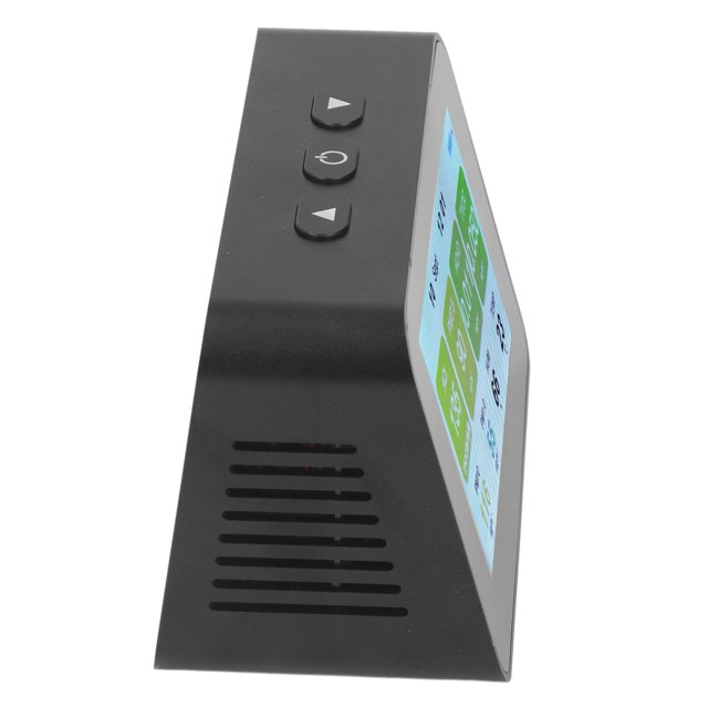Monitor De Aire Interior, Plug And Play Operación De 3 Botones Temperatura De Convección De Aire Medidor De Humedad Multicolor Con Visualización De Tiempo Para El
