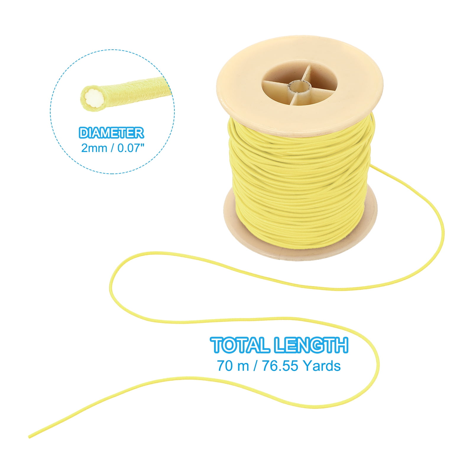 Uxcell Elastic Cord, 2 mm Stretchy Elastic String 77 Yards for Jewelry Making, Necklaces, Beading and Crafts DIY, Light Yellow