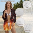 thumbnail image 6 of Xoenoiee Fire Flame Print Bathing Suit Cover Up for Women Lightweight Swimsuit Coverup Dress Long Sleeve Button Shirt Beach Cover Ups Summer Vacation Outfit, S, 6 of 7