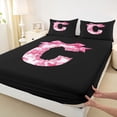 thumbnail image 5 of Erosebridal Floral Bow Letter C Bed Sheets for Girls, Pink Initial Ribbon King Sheets, 4 Pieces, 5 of 6