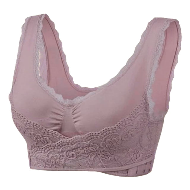 MIASHUI Bras for Women Front Side Buckle Lace Edge without Steel Ring Movement Seamless Gathering Adjustment Yoga Sleep Large Bra