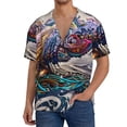 thumbnail image 7 of Lsque Psychedelic Shark Artwork print Men's Cuban Collar Short Sleeve Shirt Summer Beachwear Casual Button Down Fashionable Vacation Leisure Shirt-XX-Large, 7 of 7