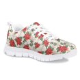 thumbnail image 2 of Pzuqiu Christmas Poinsettia Shoes for Kids Girls Size 11.5 Xmas Floral Running Sneakers Mesh Breathable Walking Shoes Lightweight Athletic Tennis Sport Shoes, 2 of 5