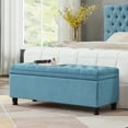 thumbnail image 3 of Knubmt Linen Storage Bench for Home, Living Room, Upholstered Stools with Wooden Legs, Light Blue, 3 of 9