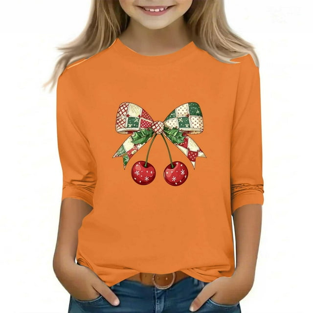 YUNAFFT Chemises de Noël pour Garçons et Filles 3-12 Ans Manches Courtes Décontractées en Coton Extensible Col Rond