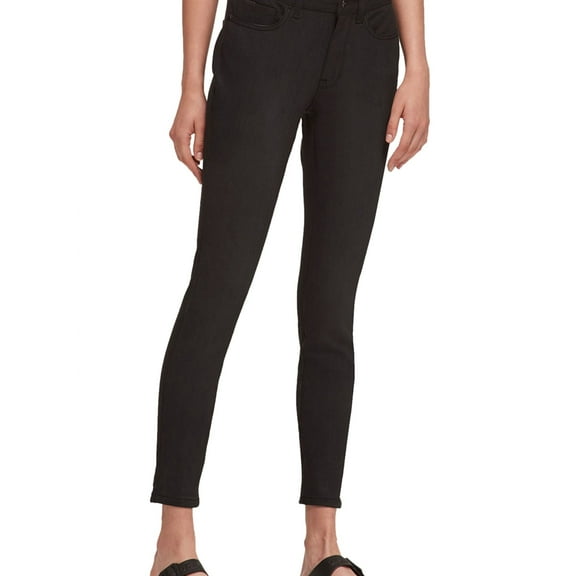 DKNY Womens Solid Skinny Fit Jeans, Black, 27