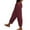 Wine #815, variant on Bovemsi Casual Pants for Women Cotton And Linen Elastic Waistband High Pocket Side Buttons Nine Point Loose Straight Leg for Travel