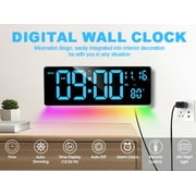 XREXS Digital Wall Clock Large Display, 16.5 LED Wall Clock with 6 Color Changes Night Lights, Auto DST, Count Up/Down Timer Clock with Remote Control for Living Room Bedroom Office Wall Decor