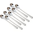 thumbnail image 1 of Zhuge 8 cucharas de acero inoxidable con mango largo, cucharas para helado, cucharas para mezclar largas, cucharas para té helado (plata), 1 of 3