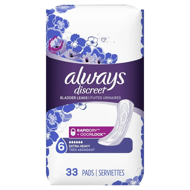 Always Discreet Incontinence Pads, Extra Heavy Absorbency, 33 ct