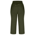 thumbnail image 6 of XFLWAM Capris for Women Casual Summer Wide Leg Capris Plus Size High Waisted Pants Stretch Cropped Trousers with Pockets Army Green M, 6 of 7