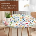 thumbnail image 6 of Colorful Leaves Fitted Tablecloth with Elastic Edged, Round Table Cloth for Dining Table, Modern Boho Painting Plant Branch Waterproof Oil Proof Table Cover for Indoor Outdoor 45"-54", 6 of 9