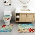 thumbnail image 5 of 4PCS Ocean Beach Shower Curtain Sets With Rugs, Waterproof Fabric Shower Curtain, Hawaiian Tropical Summer Seaside Scenery Palm Leaves Blue Ocean Colorful Chair Nautical Coastal Bathroom Decor, 5 of 7