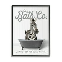 Stupell Industries Zebra Bathroom Tub Animals & Insects Painting Black Framed Art Print Wall Art, 11 x 14