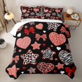 thumbnail image 2 of Feelyou Red Leopard Bow Print Twin Quilt Set, Cute Fashion Love Heart Twin Coverlet Set, 2 Pieces, 1 Comforter and 1 Pillowcase, 2 of 7
