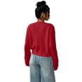 thumbnail image 4 of Cropped Cardigan Sweater Womens Lightweight Soft Knit Long Sleeve Crew Neck Button Down Dressy Cute Versatile Spring Fall Business Casual Work Travel Red L, 4 of 6