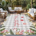 thumbnail image 2 of Merry Christmas Outdoor Rug for Patio/Deck/Porch, Non-Slip Large Area Rug 5 x 8 Ft, Xmas Pine Branch Red Star Balls Grey Plaid Indoor Outdoor Rugs Washable Area Rugs, Camping Rug Carpet Runner, 2 of 8