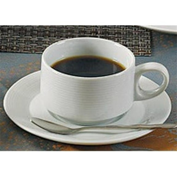 7 oz Stackable Porcelain Coffee & Tea Cup, Super White - 3.5 in. - Pack of 36