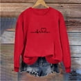 thumbnail image 4 of Enjoytime Valentine's Sweatshirt for Women Heart Printed Crewneck Long Sleeve Tops Cute Casual Pullover Sweatshirts Red L, 4 of 6