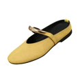 thumbnail image 2 of UDAUDU Womens Flats Mules Elegant Dressy Closed Toe Slip On Leather Shoes Adjustable Buckle Strap Mary Jane Casual Office Shoes Yellow US 7.5, 2 of 9