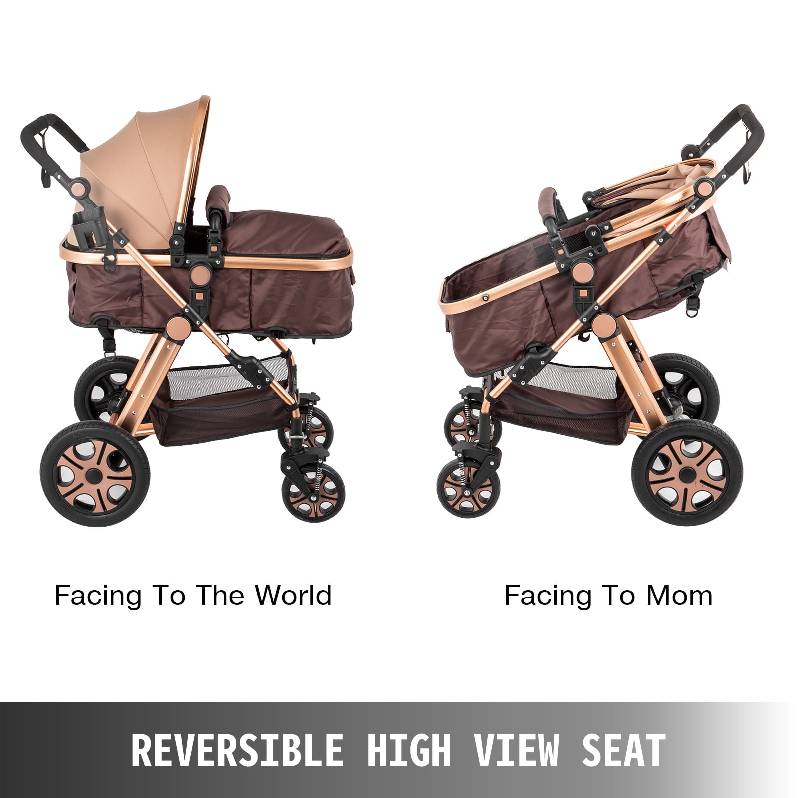 vevor luxury stroller foldable pushchair pram high view carriage infant stroller