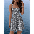 thumbnail image 5 of Women'S Summer Ditsy Floral Backless Back Tie Back Sleeveless Mini Dress Black S, 5 of 7