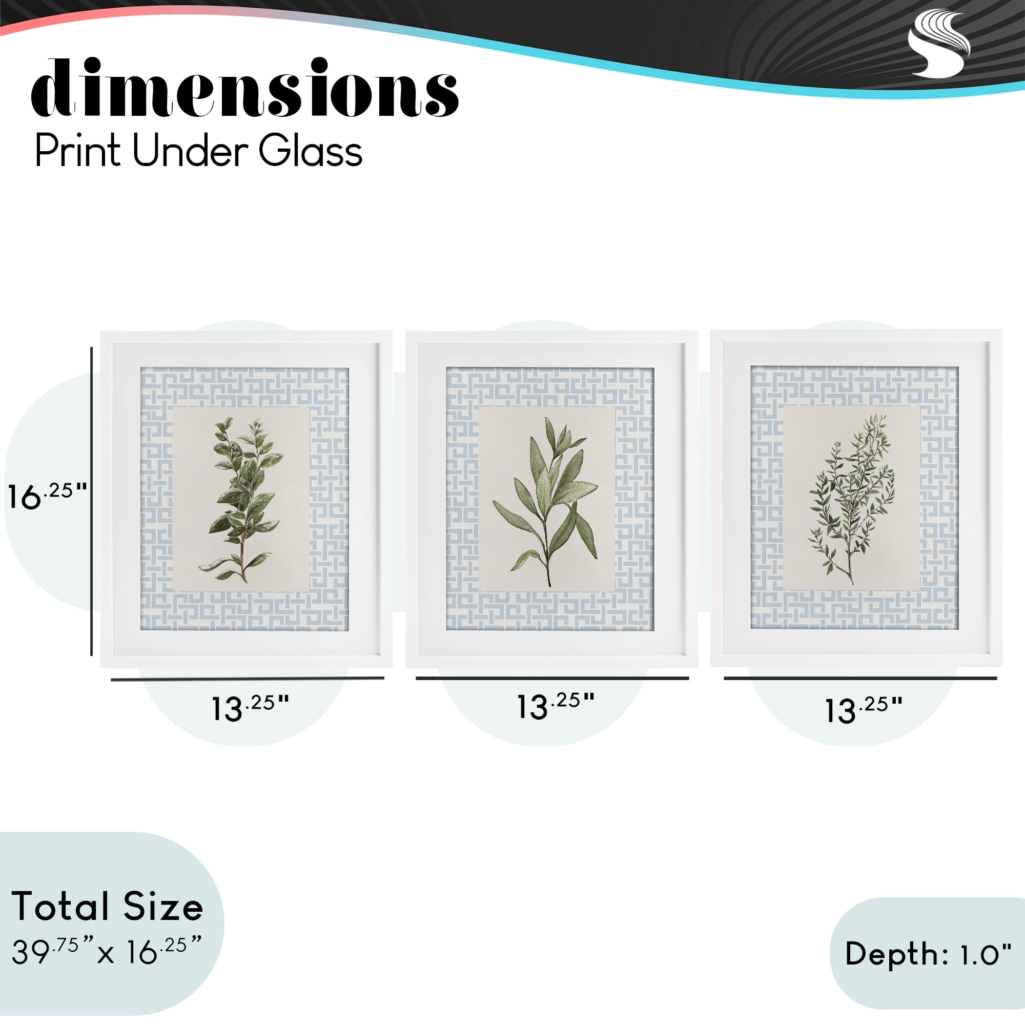Stupell Industries Kitchen Herbs on Geometric 3 Piece White Framed Print Under Glass Set, design by Diannart