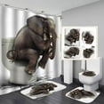 thumbnail image 2 of Prettyui 4 Piece Animal Theme Bathroom Rug Sets with Non-Slip Rug Carpet Toilet Lid Cover Bath Mat Home Hotel Love Bath Shower Curtain with Hooks, 2 of 2