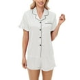 thumbnail image 4 of vigerkar Pajamas for Women Satin Womens Pajama Sets Short Sleeve Lounge Set 2-Piece Sleepwear Button-Down PJ Set White, S, 4 of 8