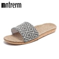 thumbnail image 2 of Zapatos planos de Interior para mujer, chanclas de lino para parejas, zapatillas para el hogar, cómodas, primavera y otoño, novedad, 2 of 7