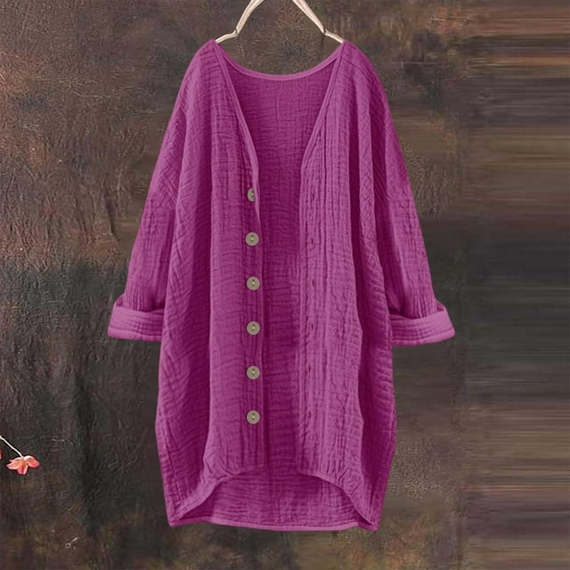 Soki Cardigan pour Femmes Mode Automne Léger en Coton Doux Manches Longues Ouvert