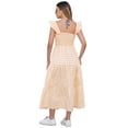 thumbnail image 3 of FYMNSI Mommy and Me Plaid Print Dresses with Pockets Sleeveless Smocked Long Sundress Casual High Waist Midi Tank Dress Yellow (Women L), 3 of 10