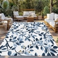 thumbnail image 2 of Navy Blue Botanical Outdoor Rug 3x5 Ft - Reversible Patio Rug Outdoor Camping Rugs, Summer Spring Leaves Washable Indoor Outdoor Area Rugs, Non-Slip Outdoor Carpet Runner for Deck/Porch, 2 of 8
