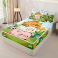 thumbnail image 2 of Homewish Cute Capybara Sheep Pig Zipper Twin Comforter Sets with Fitted Sheet and 2 Pillowcases,Cartoon Animal Flowers Zipper Bedding Set for Boy Girls,4-Piece,Reversible, 2 of 6