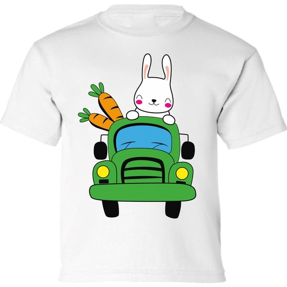 Easter Rabbit Green Car Graphic Shirt - Happy Easter Day Infant SHirt - Christian T-Shirt Boys Girls Outfit Gifts
