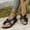 Black, variant on Eltusu Women's Flat Sandals, Vacation No Slip Ankle Strap Open Toe Summer Shoes Coffee Size 5.5