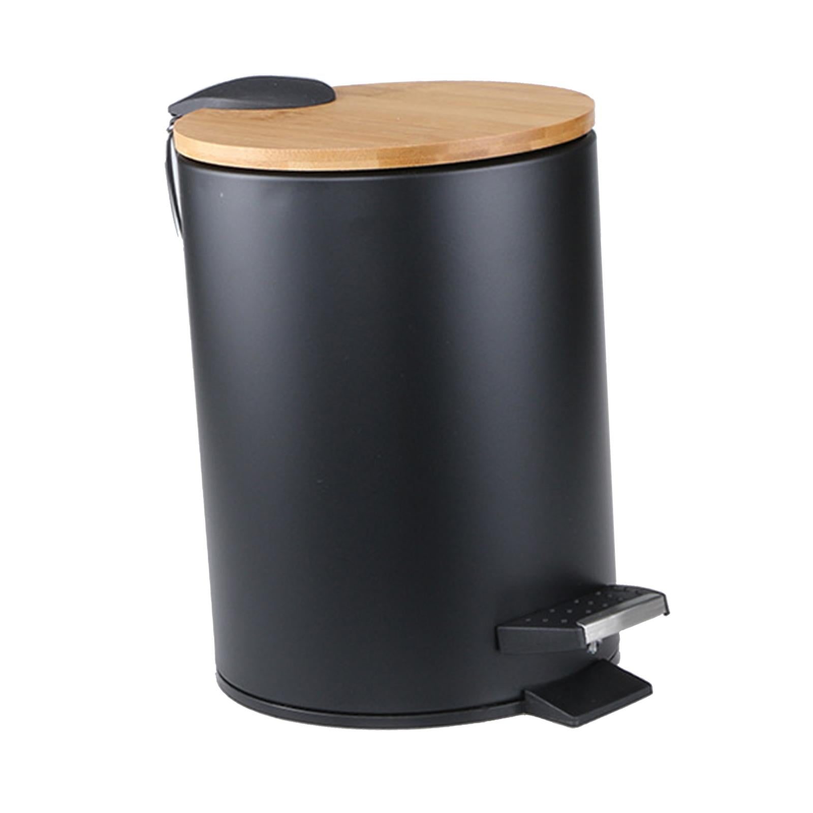 Step Trash Can Wastebasket Removable Liner Bucket Organizer with Bamboo