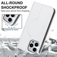 thumbnail image 3 of Funda antirrobo con cierre magnético para iPhone 14 Pro, compatible con carga magnética, piel sintética y TPU, diseño tipo billetera, ranuras para tarjetas, 3 of 5