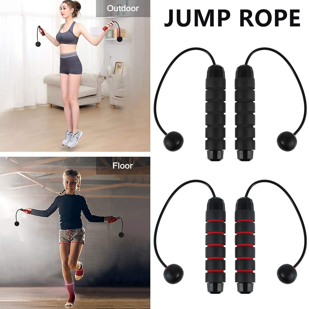 Kids Skipping Rope,Ropeless Jumping Rope with Weight Ball,Adjustable Rope Length Jump Rope Counter for Workout Home Fitness Weight Loss Equipment for Women,Men 2 Jump Ropes 