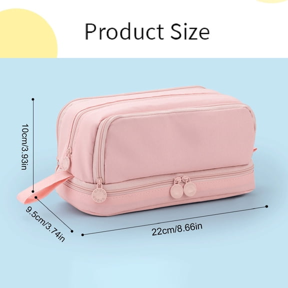 Pencil Case, Large Capacity Multi-Compartment, For Office Home, Pink