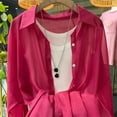 thumbnail image 2 of TRUBKH Lightweight Cardigans for Women Button Down Cardigan Lapel Collar for Daily Casual Outerwear Sunscreen Cardigan Travel Cardigan Sheer Cardigans Dress Cover Up Chiffon Cardigan Red XL, 2 of 4