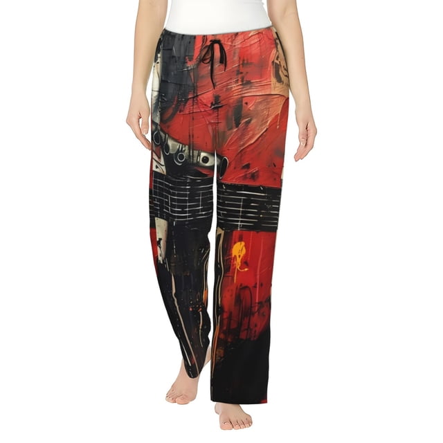 Balery Abstract Skull Guitar Art Pantalones de pijama para mujer, pijamas ultraligeros, pantalones de estar por casa-Small
