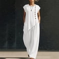 thumbnail image 6 of Mifsaly Vacation Two Piece Sets for Women Casual Asymmetric Hem Tops Short Sleeve and Wide Leg Pants with Pockets Lightweight Summer Lounge Matching Outfits White,XL, 6 of 6