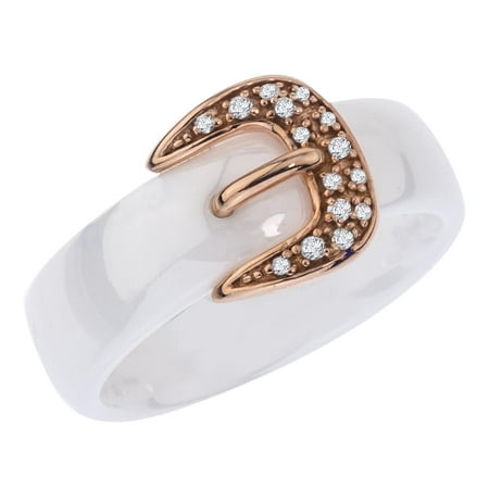 Diamond Accent Buckle Ring in Sterling Silver