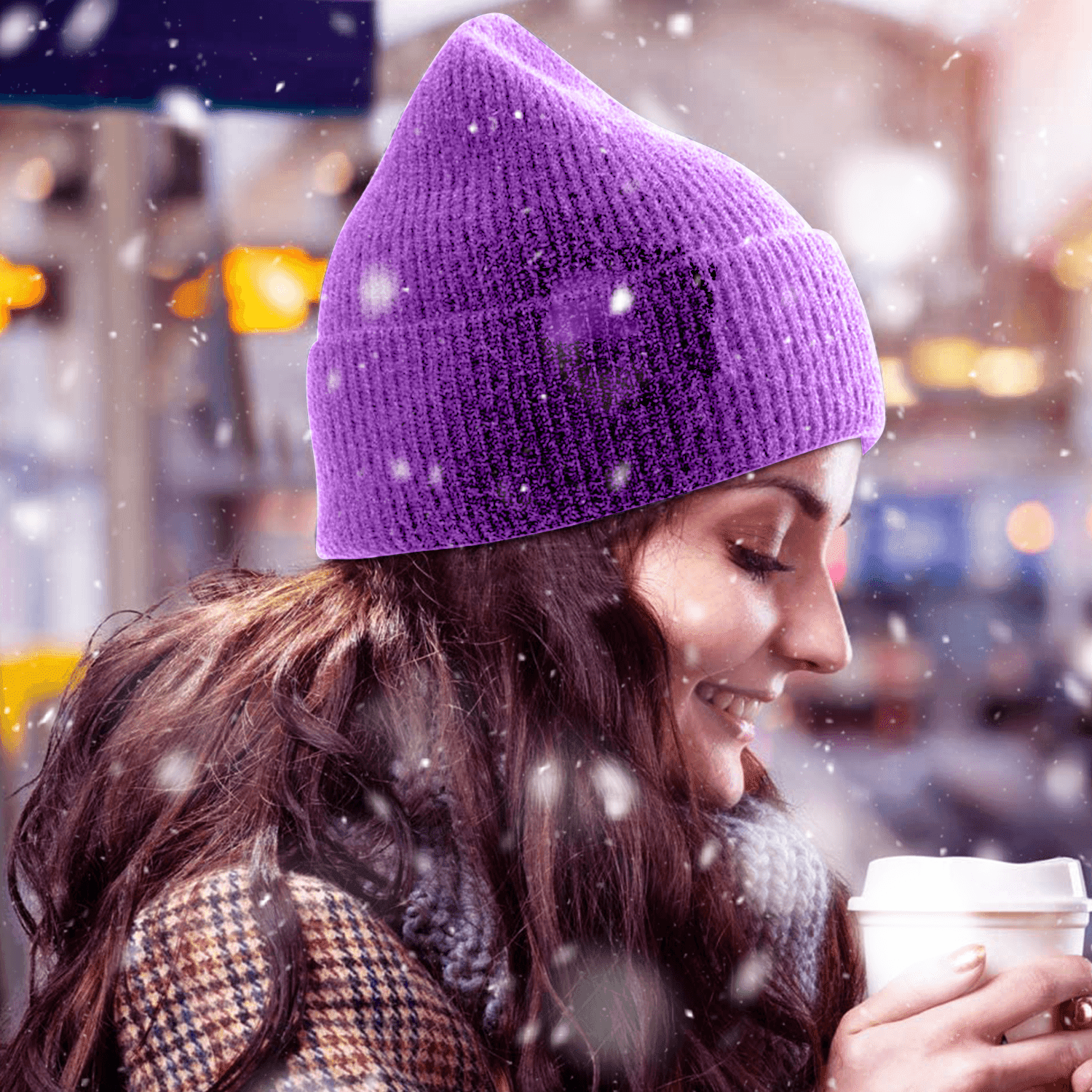 Petal Everyday Use Winter Accessory Flexible Women Hat Pattern Skull Beanie Cool Flat and Cuffed Cap Smooth Purple Unisex Men Head 