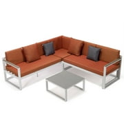 Maykoosh Mediterranean Magic White Sectional With Adjustable Headrest & Coffee Table With Cushions
