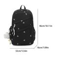 thumbnail image 2 of Bow Print Large Capacity Backpack, Multi-Pocket Zipper Closure School Bag with Pendant for Travel Work Shopping (Black), 2 of 8
